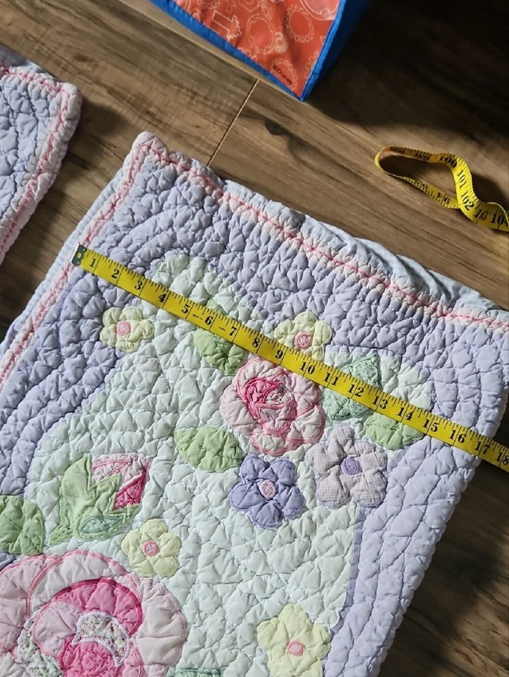 Floral Quilted Pillow Shams in Lavender and Pink With Tie Detail At Back